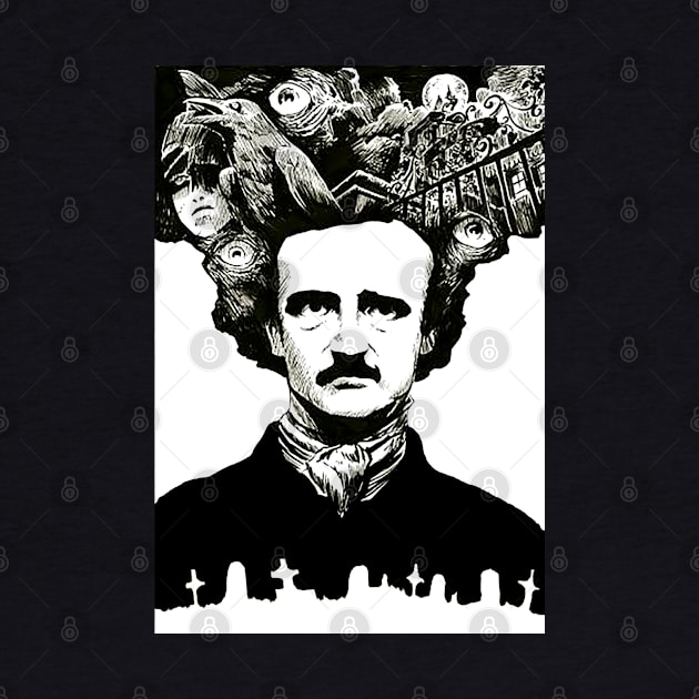 Edgar Allen Poe creepy vintage collage writer shirt by SOpunk